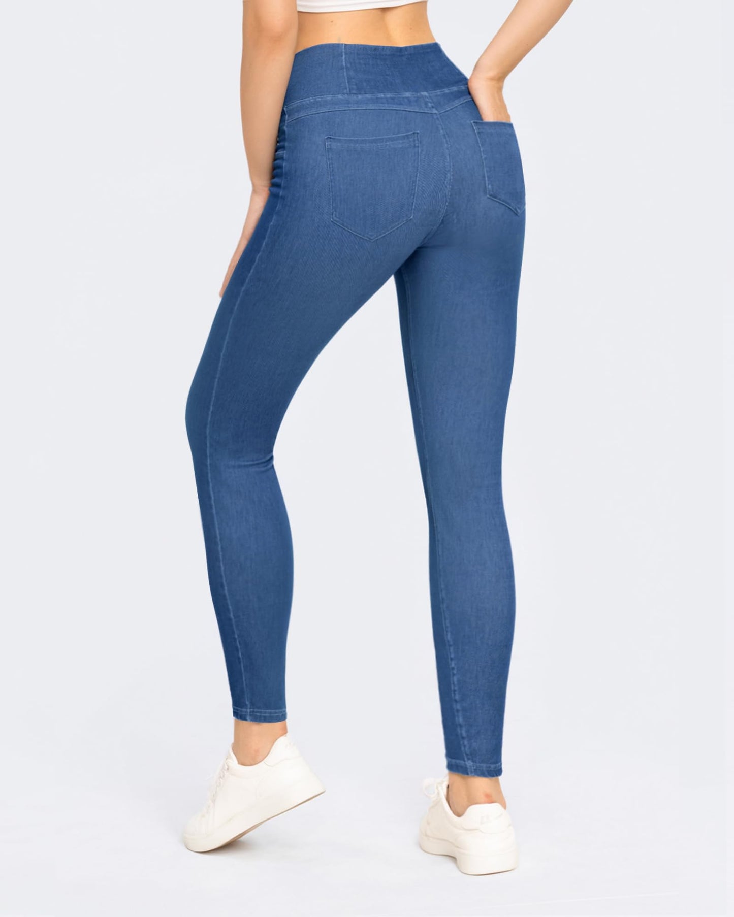 CLOZOZ Jeggings for Women High Waisted Stretchy Skinny Jeans V Cross Pull On Tummy Control Leggings with Back Pockets